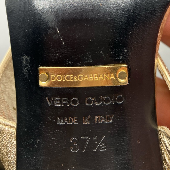 Dolce & Gabbana Gold Heels Women Size 37 1/2 US ( 6.5 -7 ) - Picture 11 of 13